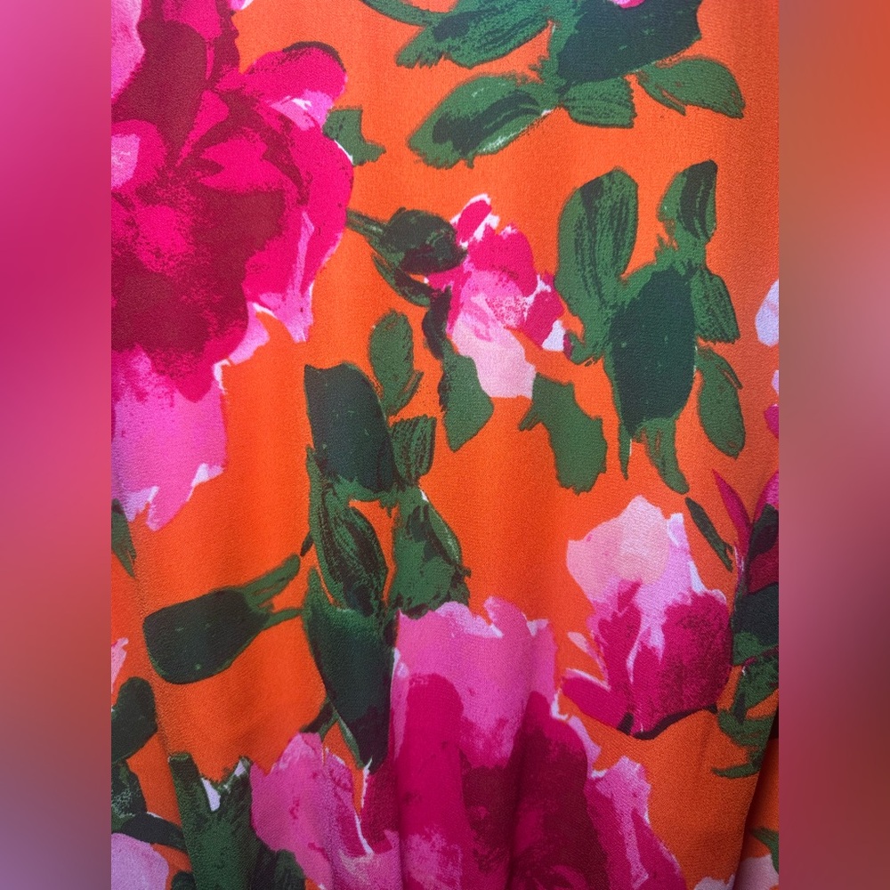 Lulu's Sweetest Song Orange Floral Romper Low V Back Long Sleeve Size S - Picture 10 of 15